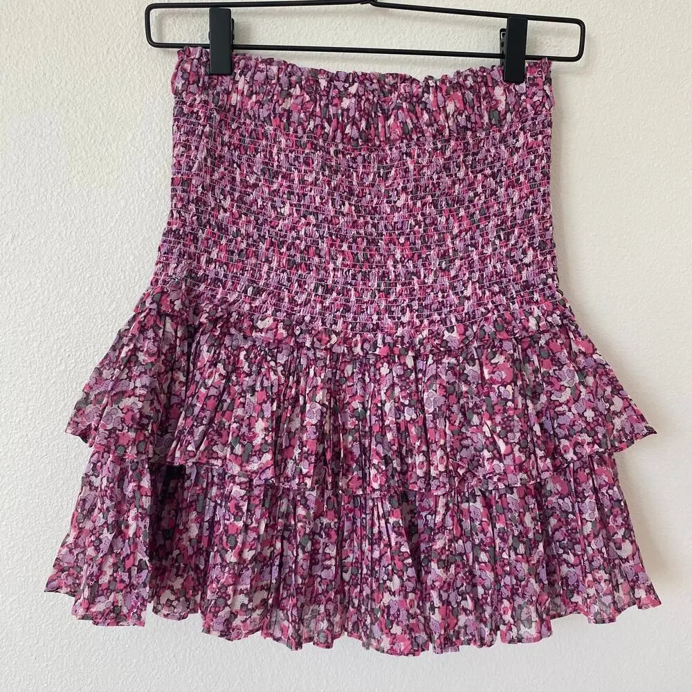 Etoile Isabel Marant Naomi Floral Smocked Mini Skirt NWT Size 36 FR (US 4) - Picture 4 of 14